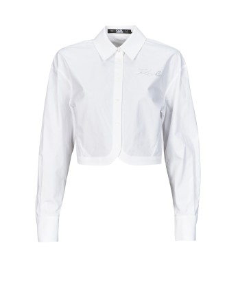 Chemise femmes Karl Lagerfeld crop poplin shirt Blanc