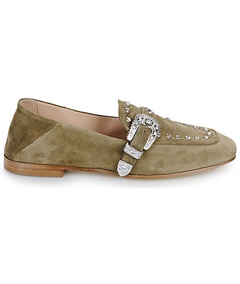 Mocassins femmes Fru.it 8679-586-CUOIO-NATURALE-VELOUR-PLANET Kaki