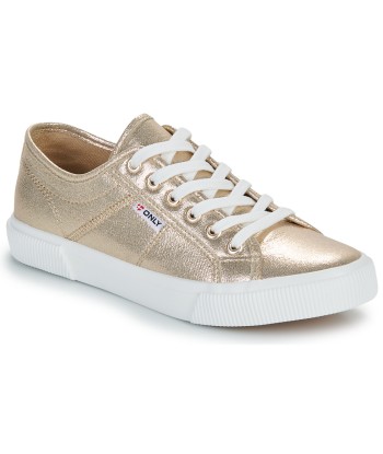 Baskets basses femmes Only ONLNICOLA CANVAS SNEAKER METALLIC Doré