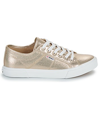 Baskets basses femmes Only ONLNICOLA CANVAS SNEAKER METALLIC Doré