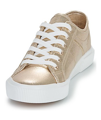 Baskets basses femmes Only ONLNICOLA CANVAS SNEAKER METALLIC Doré