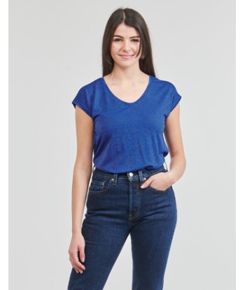 T-shirt femmes Pieces PCBILLO TEE LUREX STRIPES Bleu