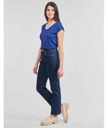 T-shirt femmes Pieces PCBILLO TEE LUREX STRIPES Bleu