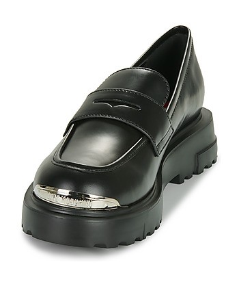 Mocassins femmes Love Moschino SQUARE LOVE SHOE Noir